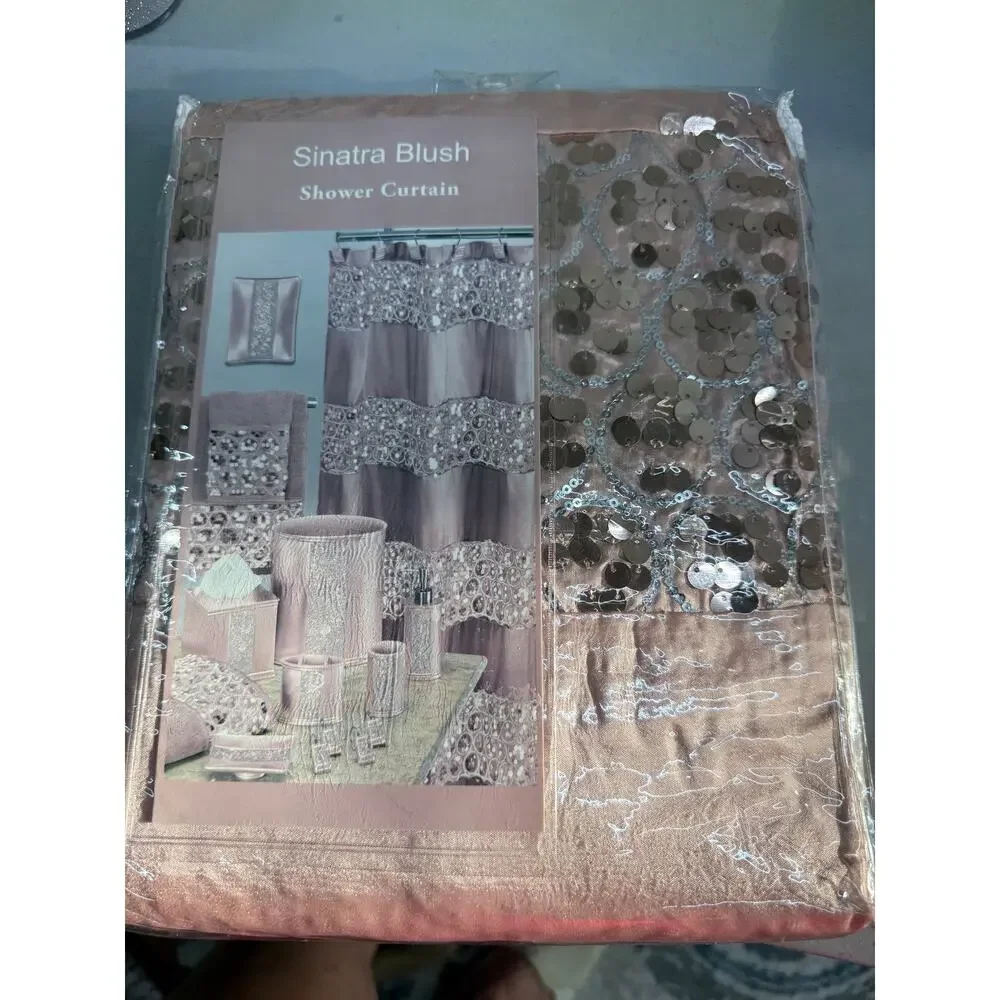 Popular Bath Sinatra Blush Sequin Shower Curtain 70x72 – New